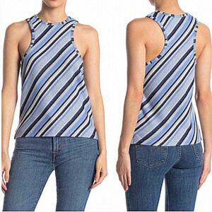 FREE PEOPLE Blue Striped Sidelines‎ Tank Top Size XS